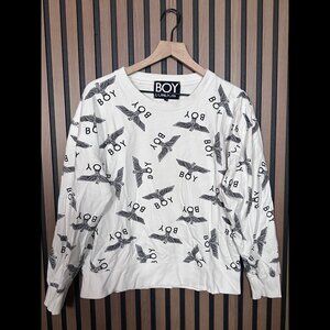 Boy London Sweatshirt Medium Womens White Sweatshirt Crewneck Pullover